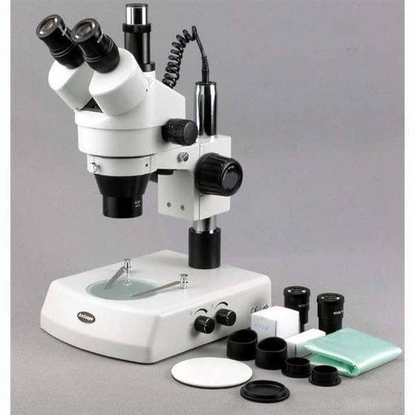 3.5X-45X Trinocular Stereo Zoom Microscope With Dual Halogen Lights